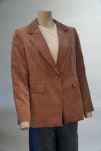 Comma blazer oudroze in ribfluweel met reverskraag voor dames